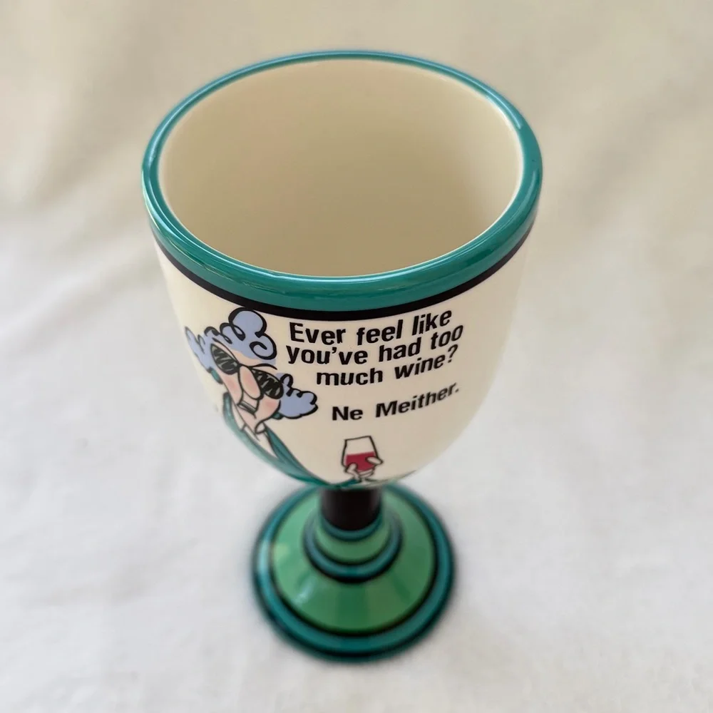 Hallmark Maxine Ceramic Goblet Wine Glass Girls Night Book Club Whimsical Funny